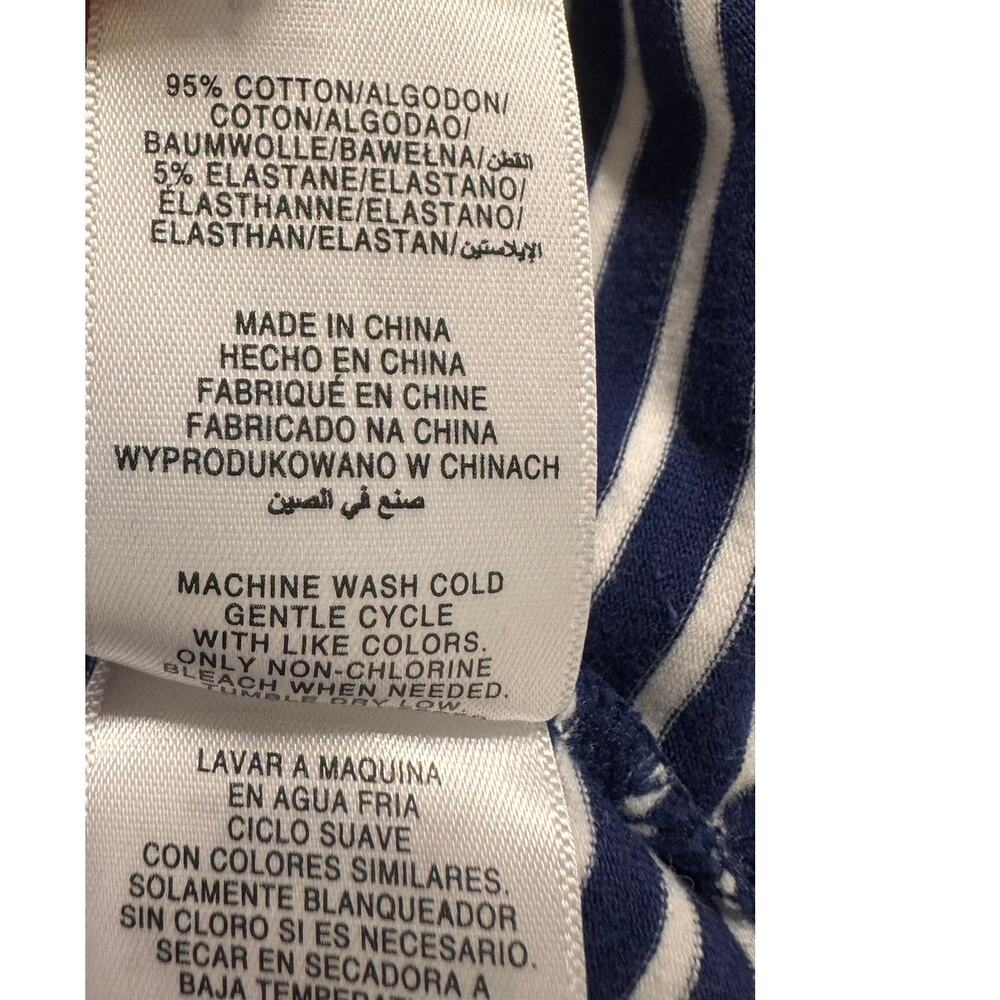 Jones New York Signature 2X Blue White Stripe 3/4 Sleeve Tie Knot Hem Top - Picture 4 of 10